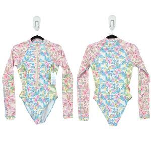 Love Shack Fancy x Hurley Women M Hawaiian Hibiscus One Piece Swimsuit Max NEW